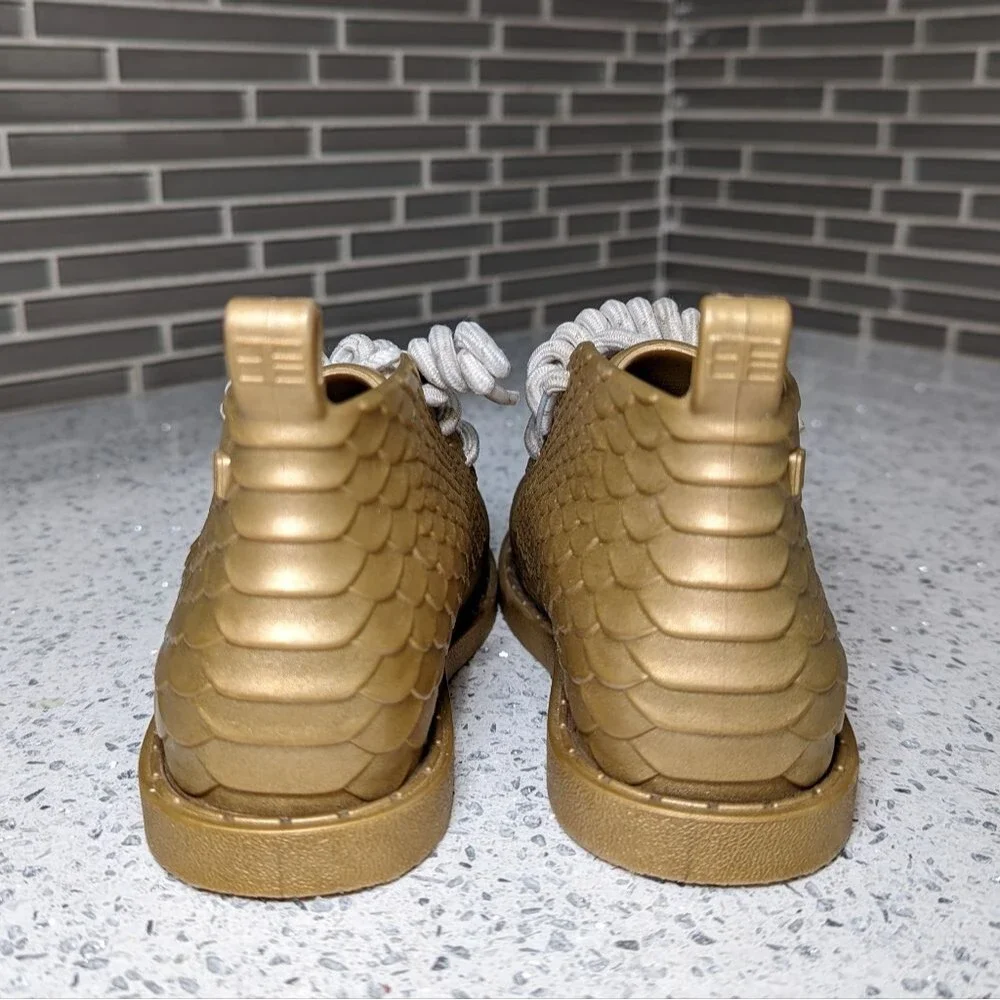 Mini Melissa Baja East Gold Python ankle boots girls toddler size 9